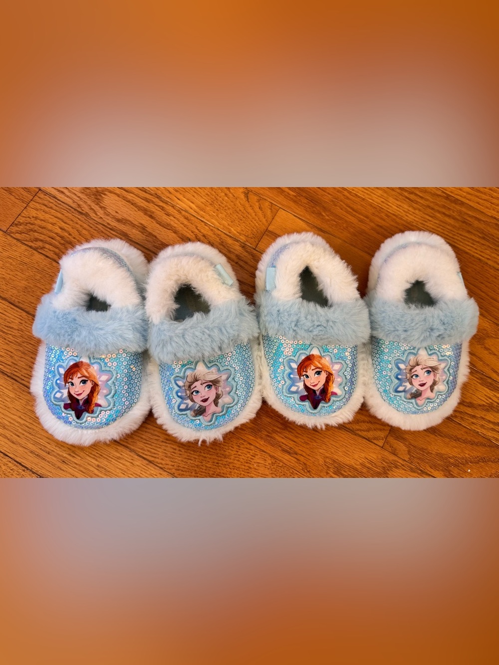 Tucker and Tate Frozen-Themed Kids Blue Plush Slippers- two pairs